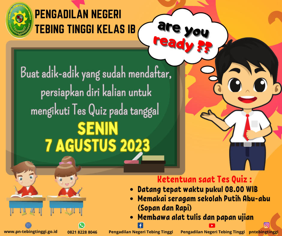 Jadwal Tes Quiz Duta Pengadilan Negeri Tebing Tinggi